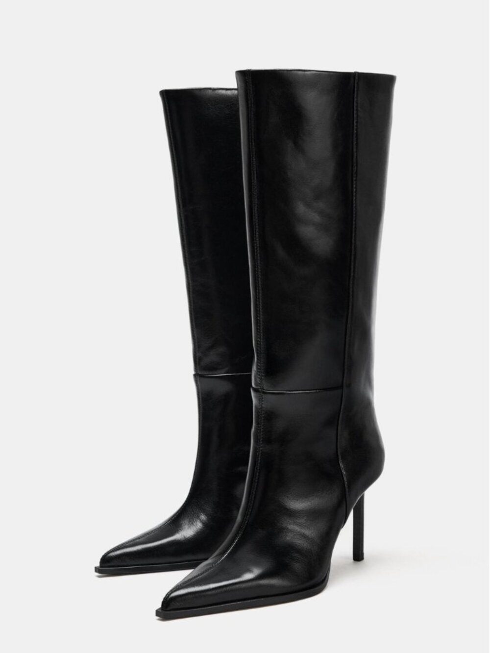 Zara Heeled Leather Boots Black – Size EU 39 / US 8 – New With Tags ✨ - Picture 7 of 16